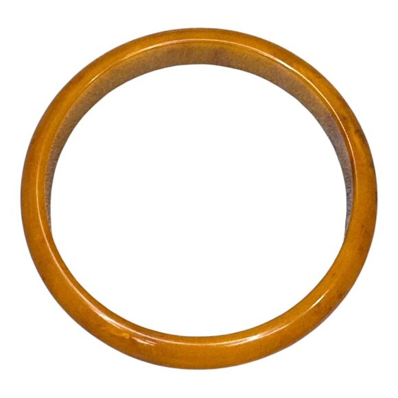 Vintage Marbled Bakelite Bangle Bracelet Size 8" Orange Yellow Boho Chic Retro - Picture 6 of 6